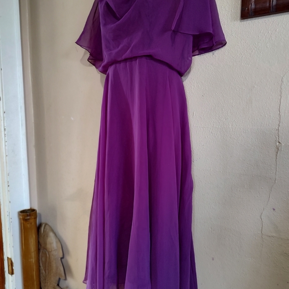 Vntg 80's Purple Chiffon Layered Polyester Prom Dress JCPENNEY Fashions Medium - Picture 8 of 13